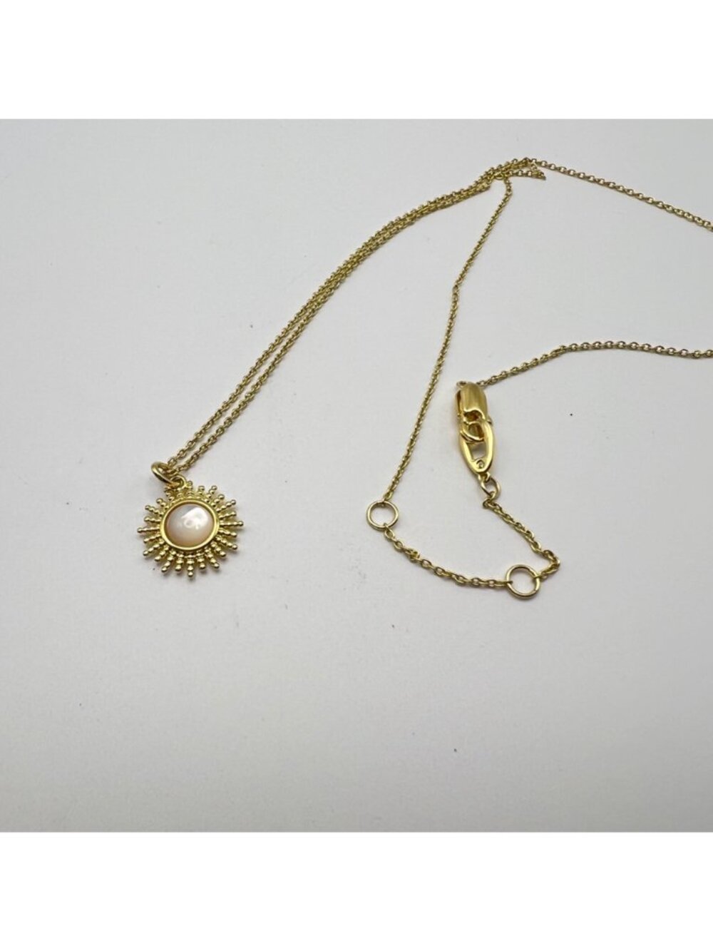 Ana Luisa Pendant Necklace Gold-Plated Sunburst Mother of Pearl 15+2" Dainty - Picture 9 of 10
